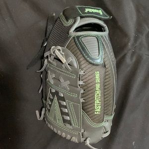 Franklin baseball or softball glove, black and lime green
